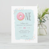 Kute Bright roze Doughnut Sprinkle 1ste verjaardag Kaart (Staand voorkant)