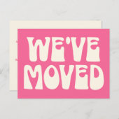 Kute Bright Roze Minimalist Verplaatst Nieuw Adres Briefkaart (Voorkant / Achterkant)