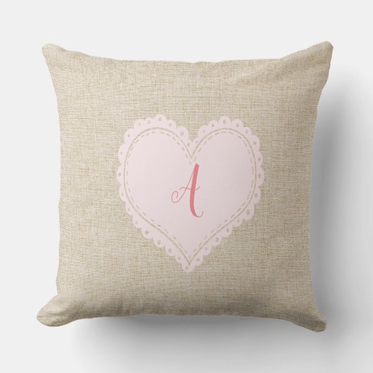 Kute Bright Sweet Heart Monogram Pillow toevoegen Kussen (Voorkant)