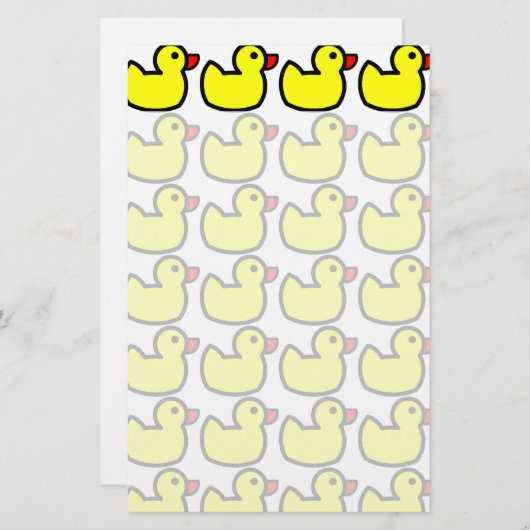 Kute Bright Yellow Rubber Ducky Pattern Briefpapier (Voorkant / Achterkant)