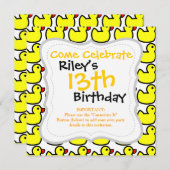 Kute Bright Yellow Rubber Ducky Pattern Kaart (Voorkant / Achterkant)