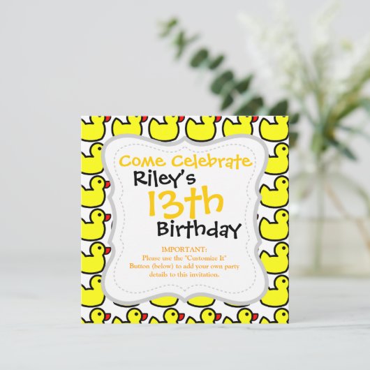Kute Bright Yellow Rubber Ducky Pattern Kaart (Staand voorkant)