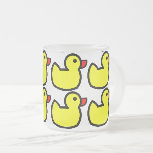Kute Bright Yellow Rubber Ducky Pattern Matglas Koffiemok (Voorkant rechts)