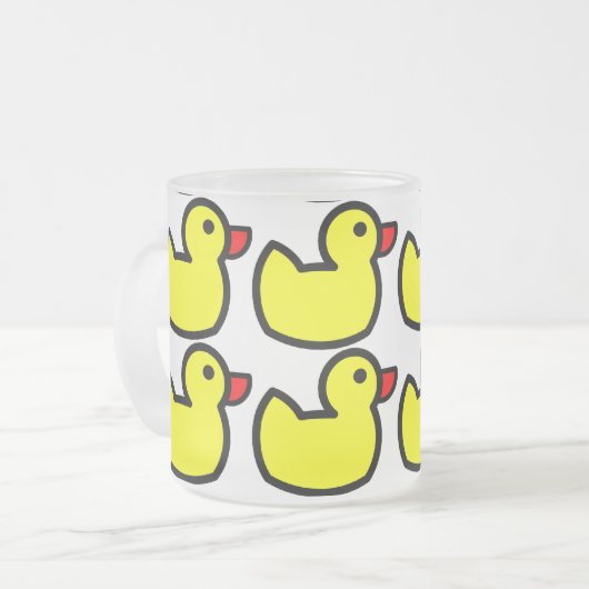 Kute Bright Yellow Rubber Ducky Pattern Matglas Koffiemok (Voorkant links)