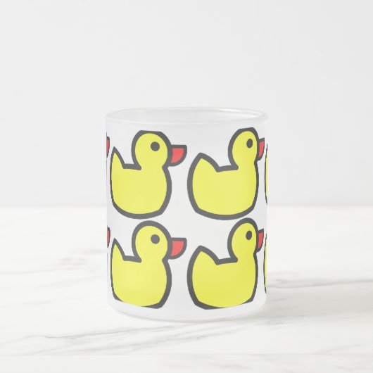 Kute Bright Yellow Rubber Ducky Pattern Matglas Koffiemok (Center)