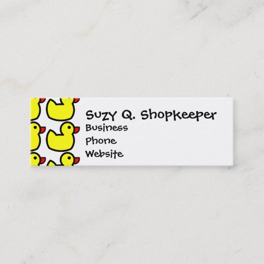 Kute Bright Yellow Rubber Ducky Pattern Mini Visitekaartje (Voorkant)