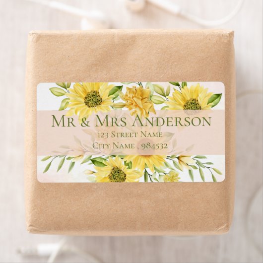 Kute Bright Yellow Sunflower Floral Address Label (Insitu)