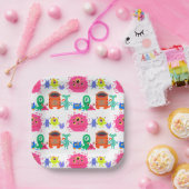 Kute Brightly gekleurde Monster Papieren Bordje (Feest)