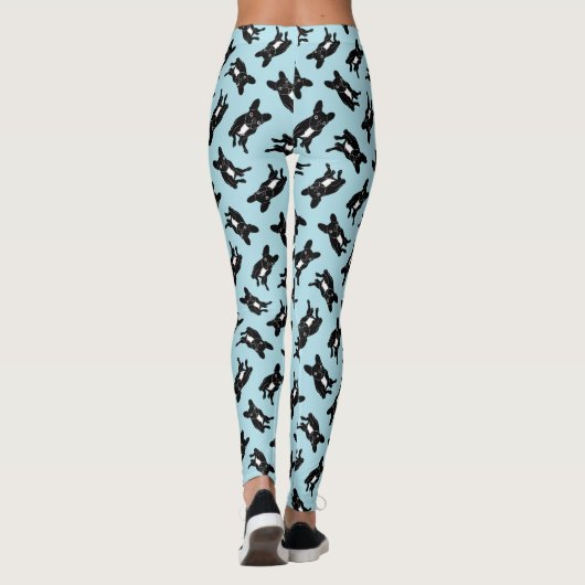 Kute brindle Frenchie in zwart-wit digitale kunst Leggings (Achterkant)