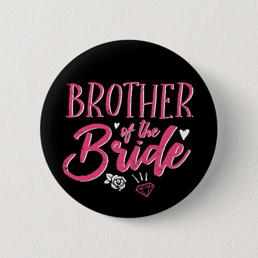 Kute Brother van het Bride Roze Calligrafie Manusc Ronde Button 5,7 Cm (Voorkant)