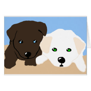Kute brown en white Labrador puppy art giften