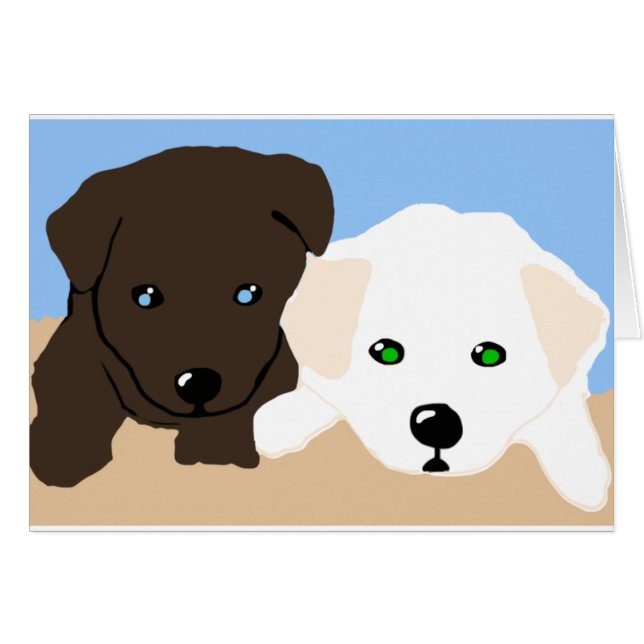 Kute brown en white Labrador puppy art giften (Voorkant Horizontaal)