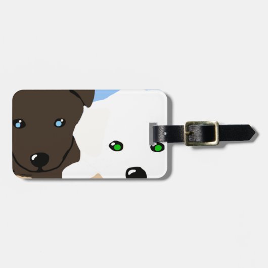 Kute brown en white Labrador puppy art giften Bagagelabel (Voorkant horizontaal)