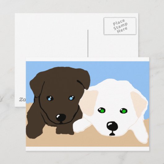 Kute brown en white Labrador puppy art giften Briefkaart (Voorkant / Achterkant)