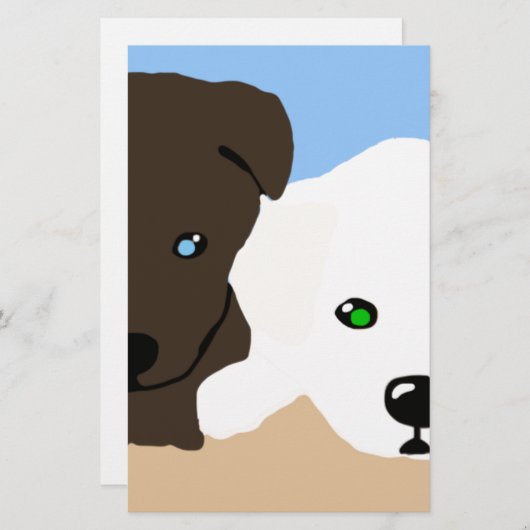 Kute brown en white Labrador puppy art giften Briefpapier (Voorkant / Achterkant)