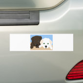 Kute brown en white Labrador puppy art giften Bumpersticker (Op auto)