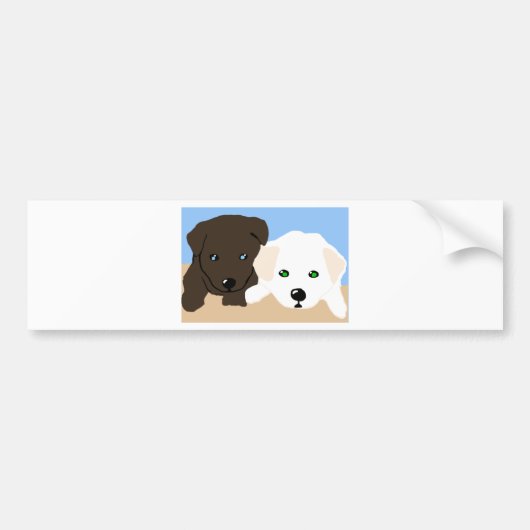 Kute brown en white Labrador puppy art giften Bumpersticker (Voorkant)