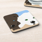 Kute brown en white Labrador puppy art giften Drankjes Onderzetter (Linkerzijde)