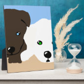 Kute brown en white Labrador puppy art giften Fotoplaat (Zijkant)