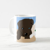 Kute brown en white Labrador puppy art giften Koffiemok (Voorkant links)