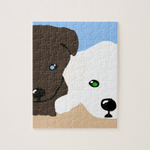 Kute brown en white Labrador puppy art giften Legpuzzel