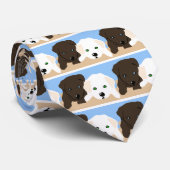 Kute brown en white Labrador puppy art giften Stropdas (Opgerold)