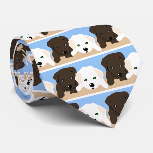 Kute brown en white Labrador puppy art giften Stropdas (Opgerold)