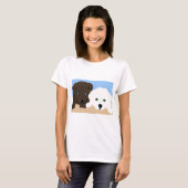 Kute brown en white Labrador puppy art giften T-shirt (Voorkant volledig)