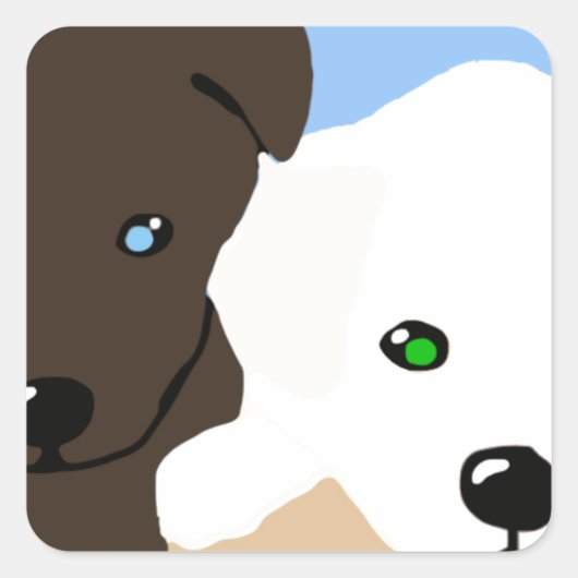 Kute brown en white Labrador puppy art giften Vierkante Sticker (Voorkant)