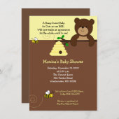 Kute bruin Beer en Baby shower honingbijen 4x6 Kaart (Voorkant / Achterkant)