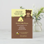 Kute bruin Beer en Baby shower honingbijen 4x6 Kaart (Staand voorkant)