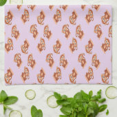 Kute bruine aap op paars theedoek (Gevouwen)