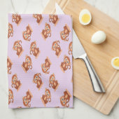 Kute bruine aap op paars theedoek (Quarter Fold)