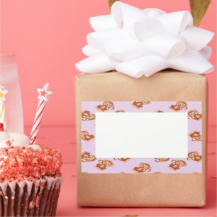 Kute bruine apen op paars rechthoekige sticker