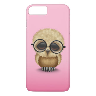 Kute bruine Baby ovale bril op roze iPhone 8/7 Plus Hoesje