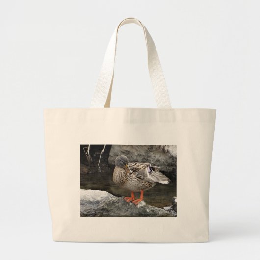 Kute bruine eend grote tote bag (Voorkant)