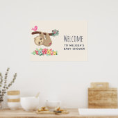 Kute bruine sleuf ondersteboven Baby shower Poster (Keuken)