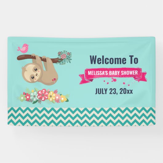 Kute bruine sleuf ondersteboven Baby shower Spandoek (Horizontaal)