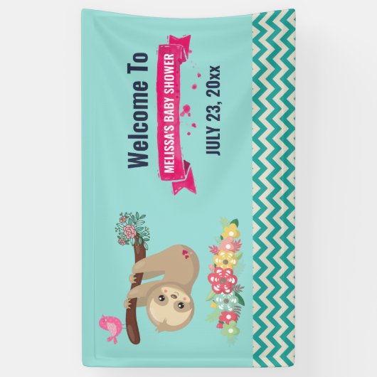 Kute bruine sleuf ondersteboven Baby shower Spandoek (Verticaal)