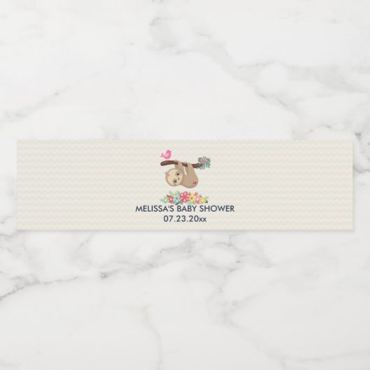 Kute bruine sleuf ondersteboven Baby shower Waterfles Etiket (Enkel label)