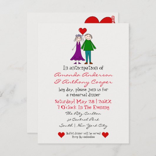 Kute budget repetial diner uitnodiging (Voorkant / Achterkant)