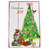Kute Bulldog en kerstboom Medium Cadeauzakje (Achterkant)