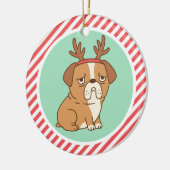 Kute bulledog met rendierhairband keramisch ornament (Links)