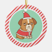 Kute bulledog met Santa Costume Keramisch Ornament (Voorkant)