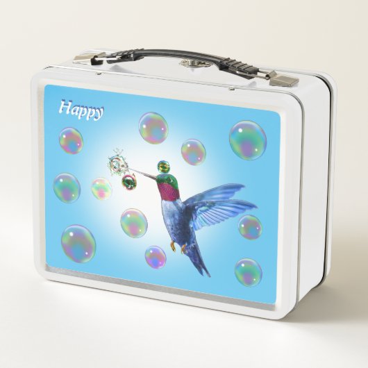 Kute bultrugvogel en zeepbellen op licht blauwgroe (Achterkant)