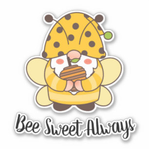 Kute Bumble Bee Gnome met Quote Sticker