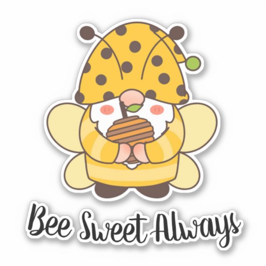 Kute Bumble Bee Gnome met Quote Sticker (Voorkant)