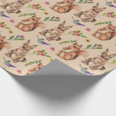 Kute Bunnies en Eekhoornspatrooppapier Cadeaupapier (Hoek)