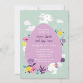 Kute bunnies en grote eierpap kaart (Voorkant)