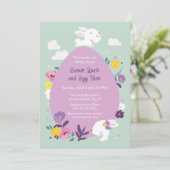 Kute bunnies en grote eierpap kaart (Staand voorkant)